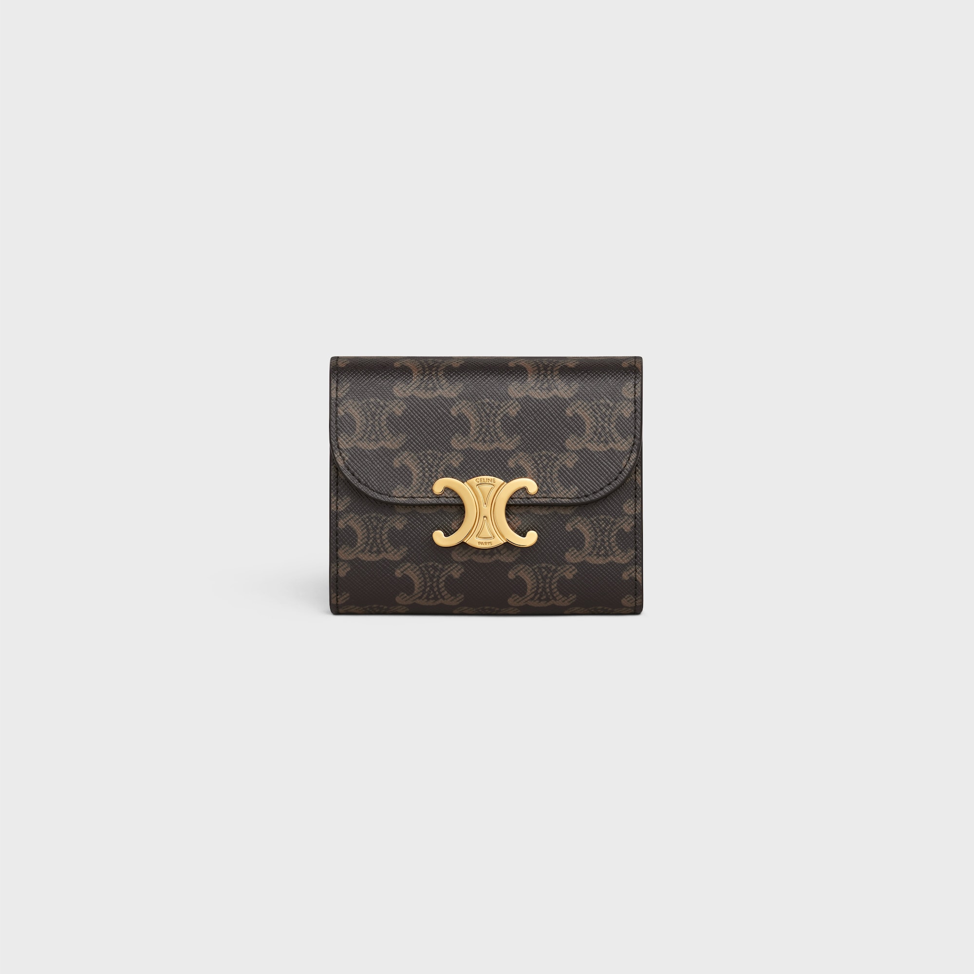 SMALL FLAP WALLET TRIOMPHE IN TRIOMPHE CANVAS TAN - Image 1